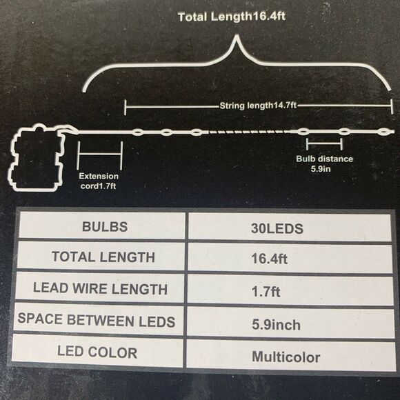 Halloween Eyeball String Lights 16.4ft Eyeball Decorative String Lights 30 LED - Picture 11 of 11